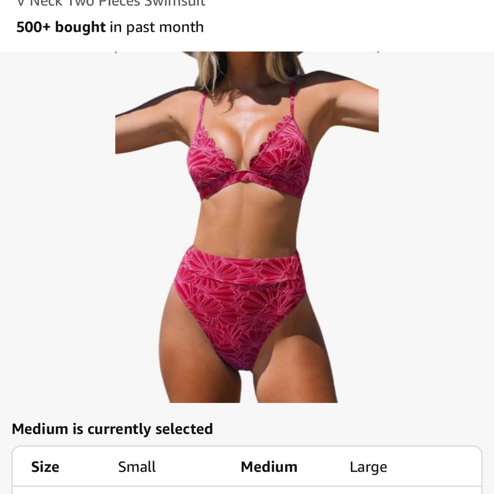 Cupshe V Neck Two Piece Bikini - Pink